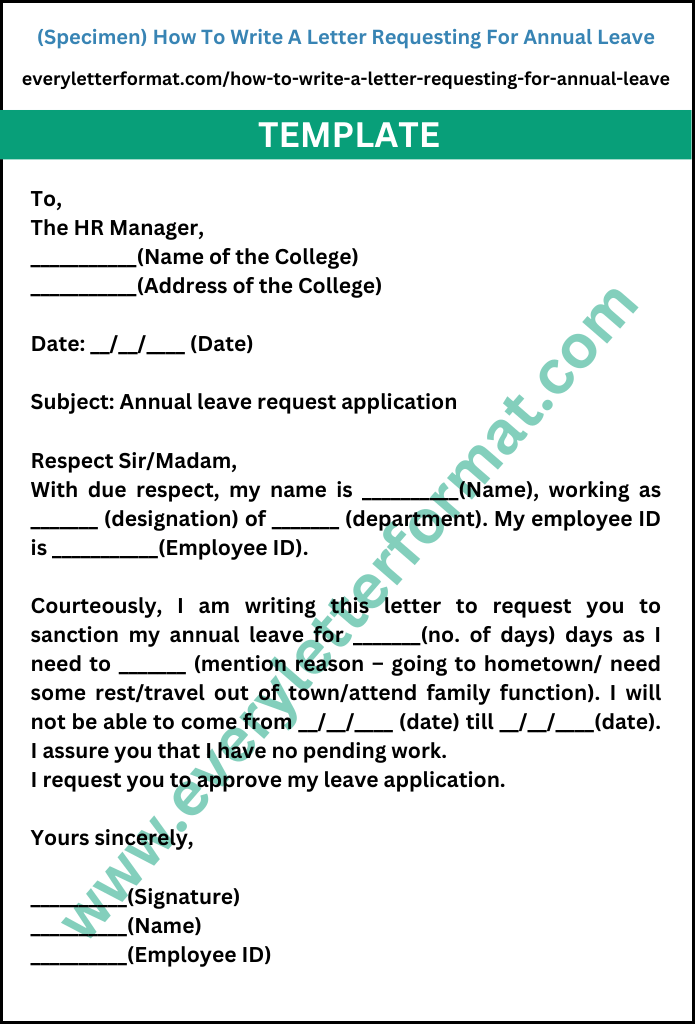 How To Write A Letter Requesting For Annual Leave