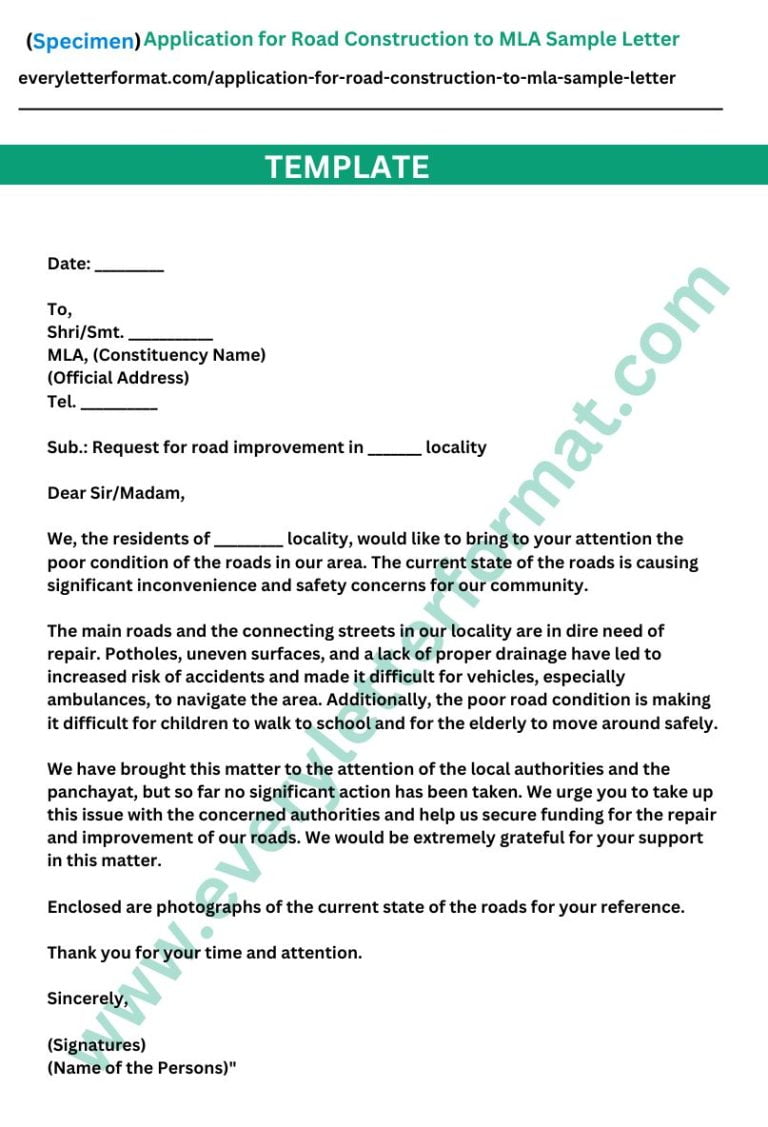 application letter for road works