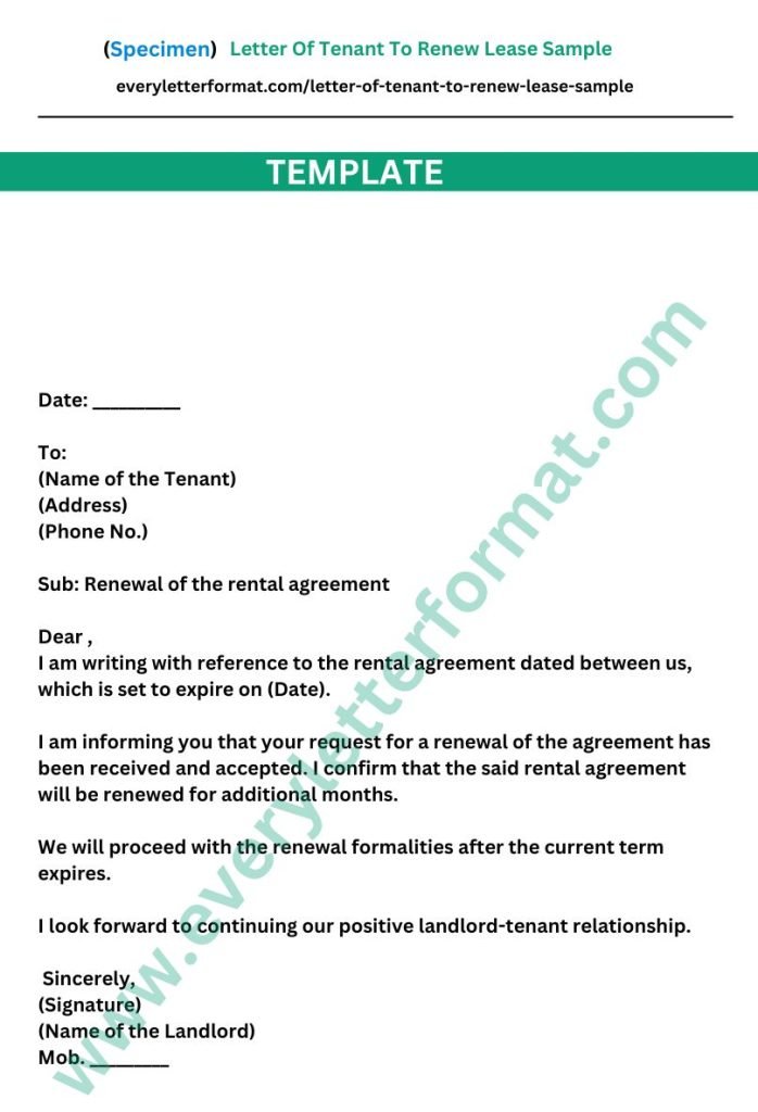 Letter Of Tenant To Renew Lease Sample