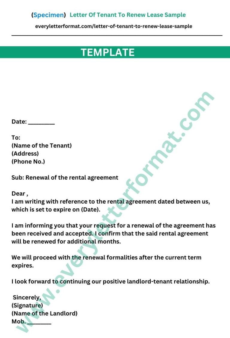 Letter Of Tenant To Renew Lease Sample