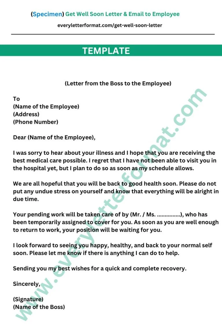 Get Well Soon Letter & Email to Employee