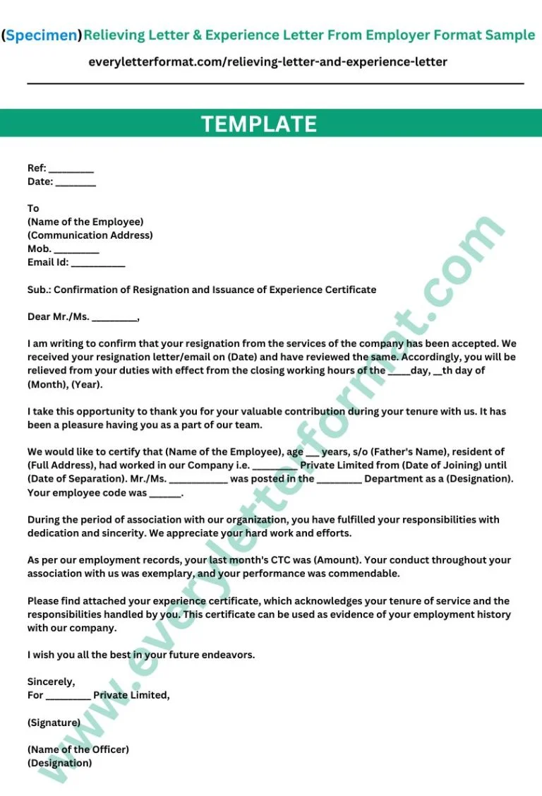 Relieving Letter & Experience Letter From Employer