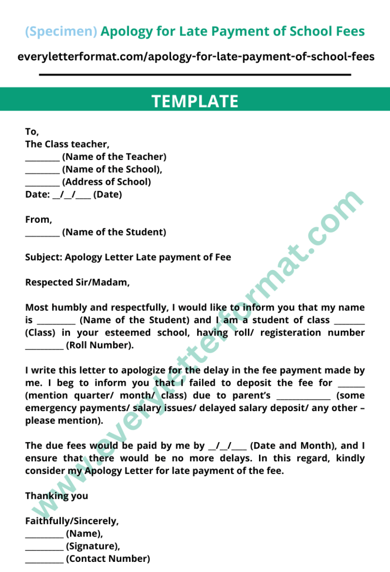 Apology for Late Payment of School Fees