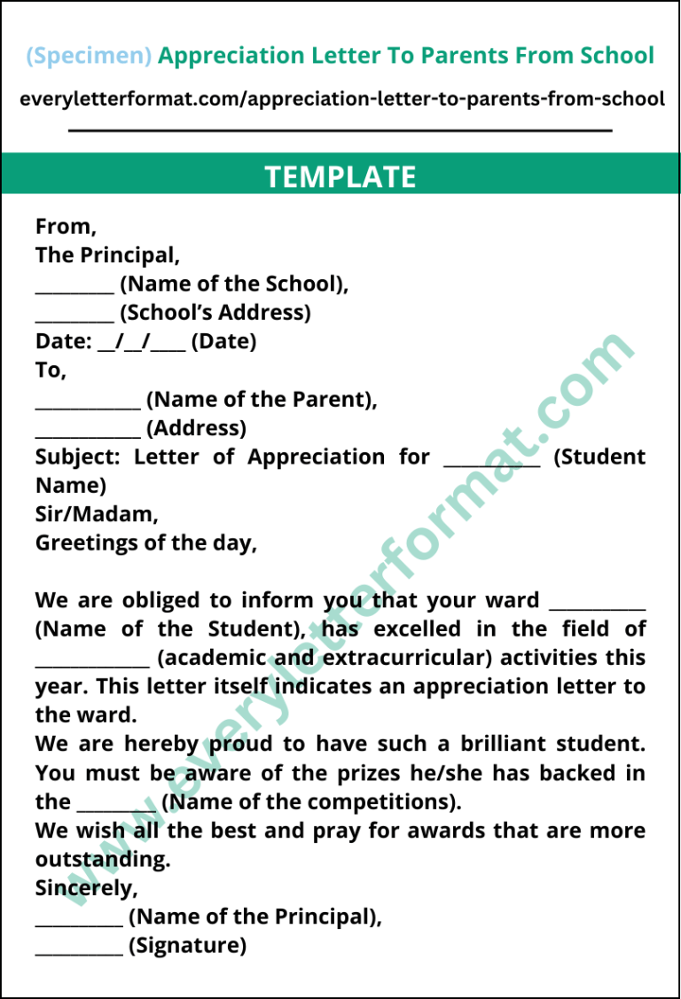 appreciation letter to parents from school